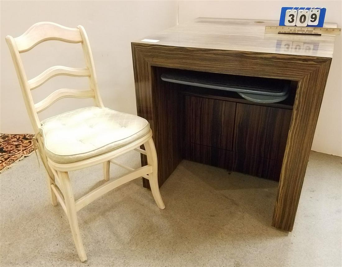 LAMINATED ROSEWOOD COMPUTER DESK, 31"H X 30"W X 31"D W/ (1 of 3)