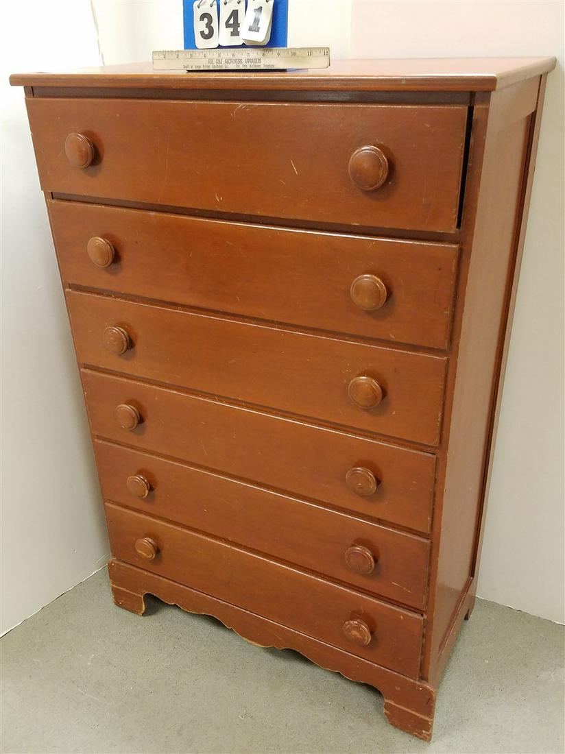 MAPLE 6 DRAWER CHEST. 4'H X 32"W X 16.5"D (1 of 1)
