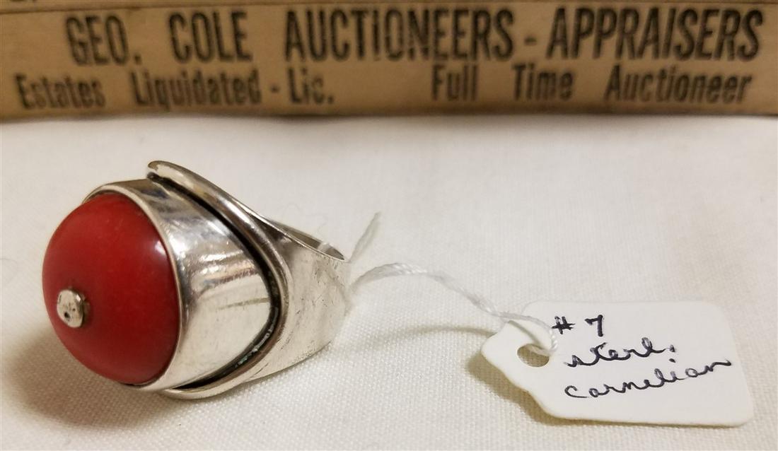 STERL. RING W/ CARNELIAN: STERL. RING W/ CARNELIAN