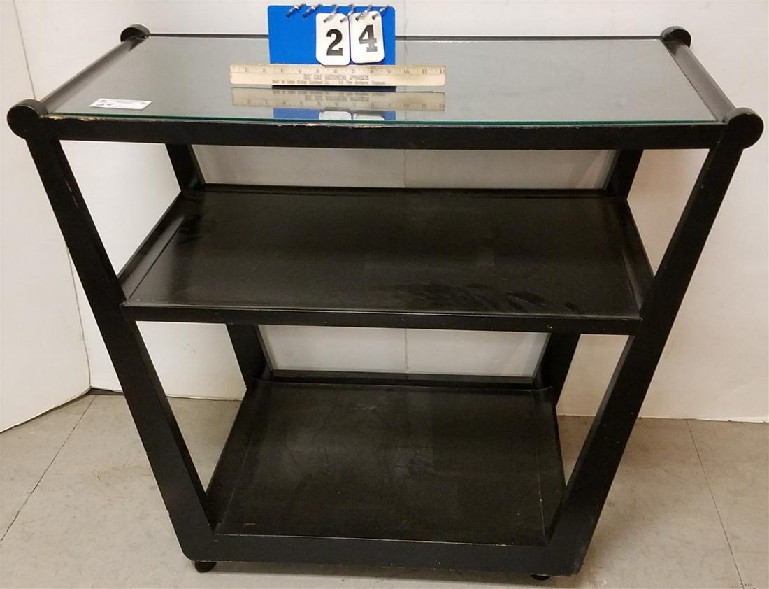 MID-CENTURY EBONIZED 3 TIER BAR CART, 30.5"H X 37"W X (1 of 2)