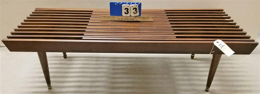MID CENTURY EXPANDABLE SLAT COFFEE TABLE/BENCH. 14"H X (1 of 3)