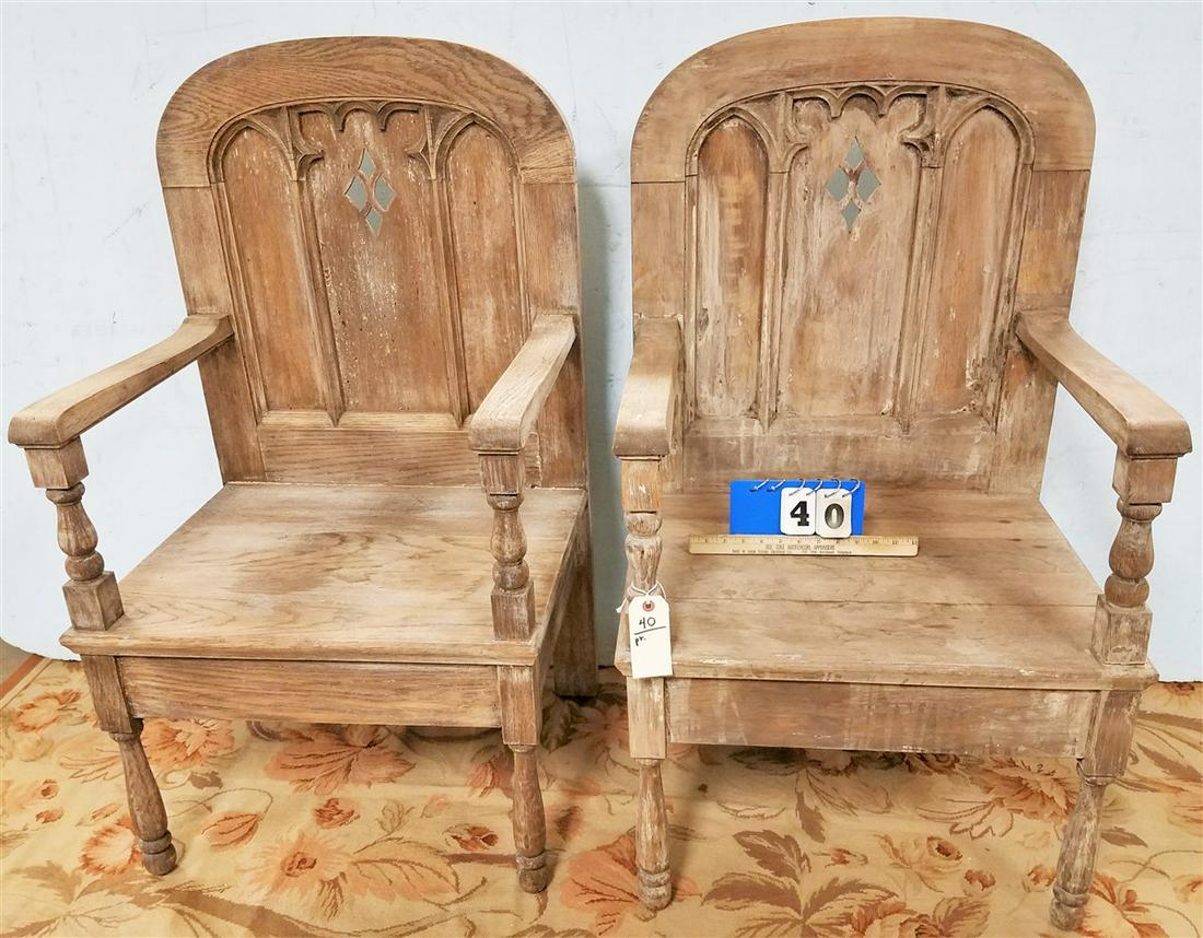 GOTHIC REVIVAL OAK ARMCHAIR (1 of 4)