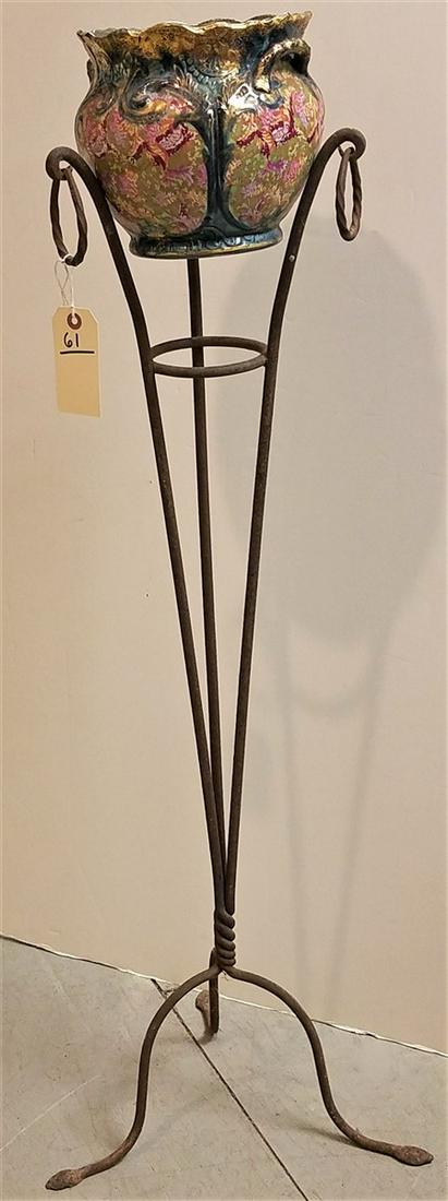 WROUGHT PLANT STAND W/ JARDENIER, 46.5"H (1 of 1)