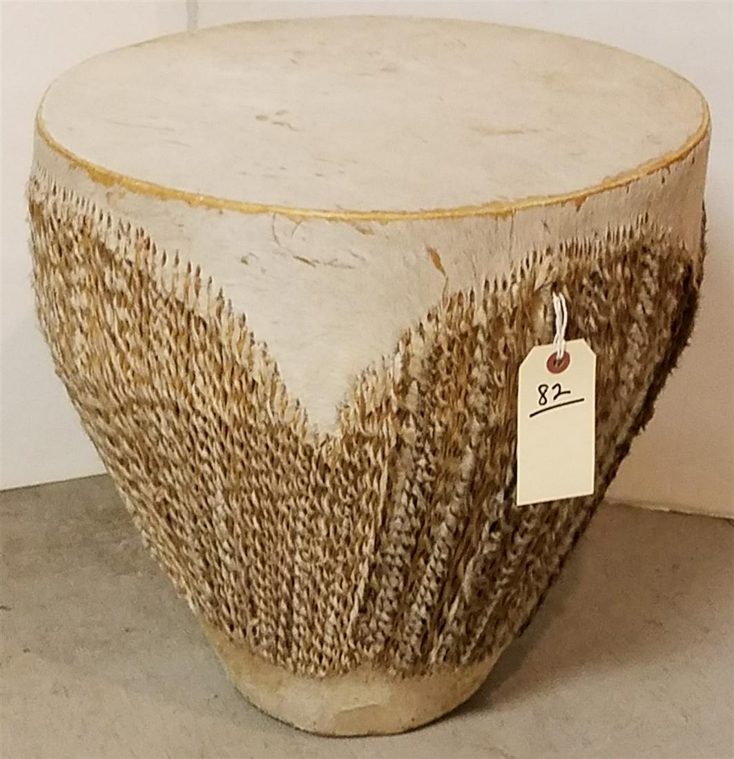 HIDE SKIN DRUM, 16"H X 16" DIAM.: HIDE SKIN DRUM, 16"H X 16" DIAM.