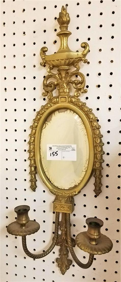 PR. BRASS MIRRORED WALL SCONCES, 24.5"H X 9"W (1 of 2)