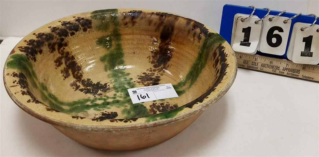 19th c. REDWARE SPONGEWARE BOWL (1 of 2)
