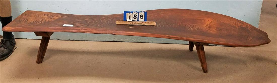 MID CENTURY FISH FORM PLANK BENCH, 15"H X 78"L X 18.5"W (1 of 2)