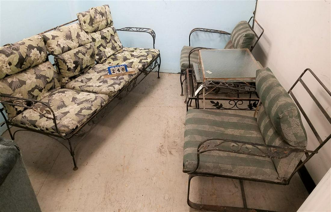 6PC. WROUGHT PATIO SET, SOFA, 2 CHAIRS, + 3 TABLES (1 of 3)