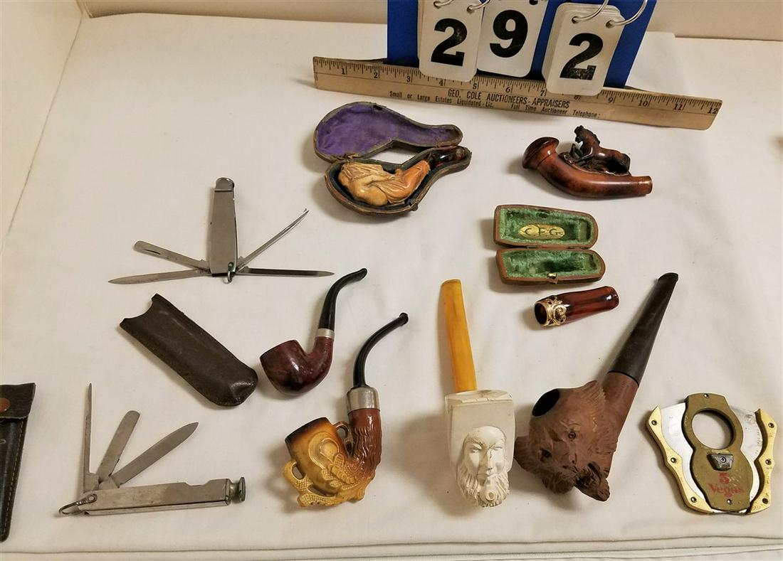 LOT MEERSCHAUM PIPES + CIGAR CUTTERS (1 of 1)