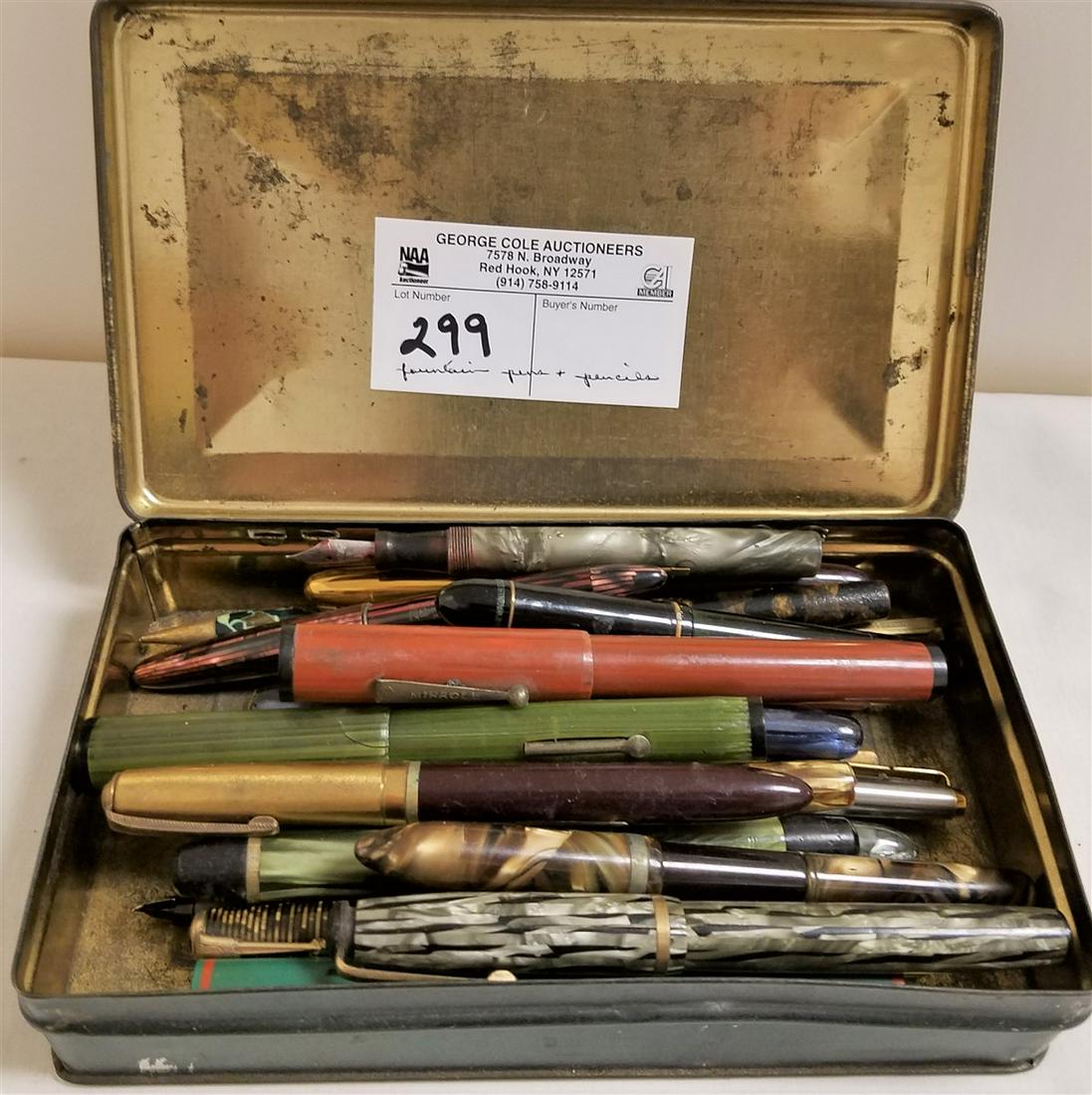LOT 14 FOUNTAIN PENS, 11 PENCILS (1 of 2)