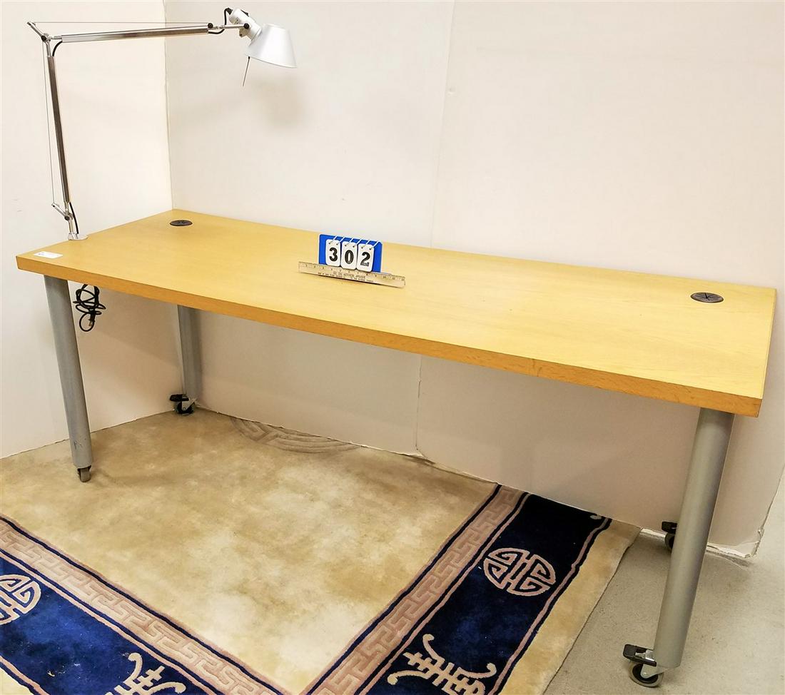 MODERN DESK W/ ADJ. LAMP, 30"H X 6'L X 26"D (1 of 1)