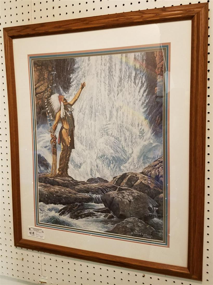 FRAMED LITHO WATERFALL, SGND. RICHARD LUCE, 94/725. (1 of 2)