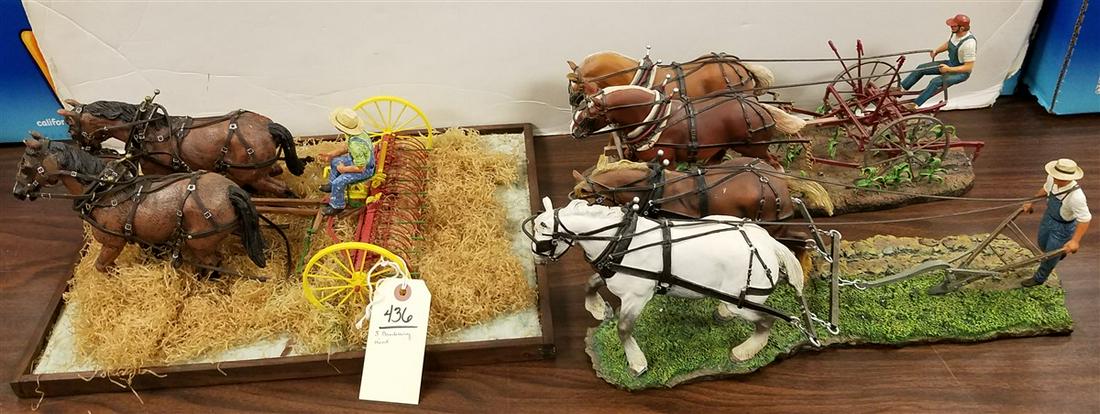 3 DANBURY MINT FARMING FIGURINES, TENDING THE CROPS,: 3 DANBURY MINT FARMING FIGURINES, TENDING THE CROPS, TURNING THE SOIL, + RAKING THE FIELD
