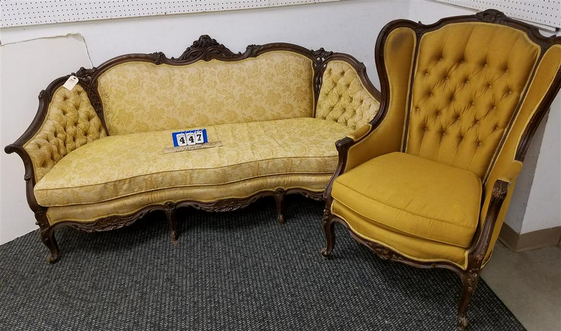 CARVED FRAME SOFA, 6'6" (1 of 4)