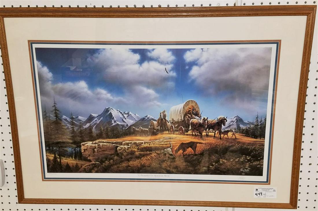 FRAMED LITHO "O BEAUTIFUL FOR SPACIOUS SKIES", PENCIL (1 of 3)