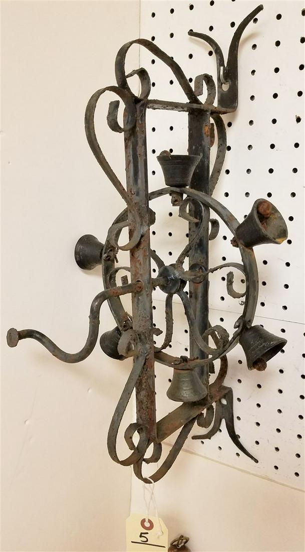 WROUGHT CIRCULAR BELL BRACKET, 20"H X 10"W X 9.5": WROUGHT CIRCULAR BELL BRACKET, 20"H X 10"W X 9.5" PROJECTION