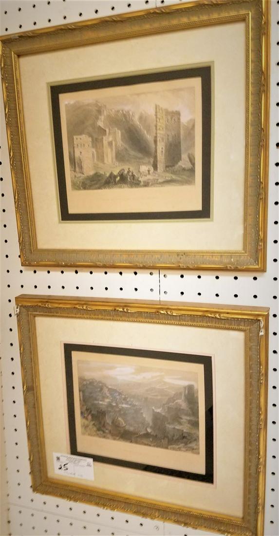 SET 4 FRAMED HAND COLORED BARTLETT ENGR., THE MONASTERY (1 of 3)