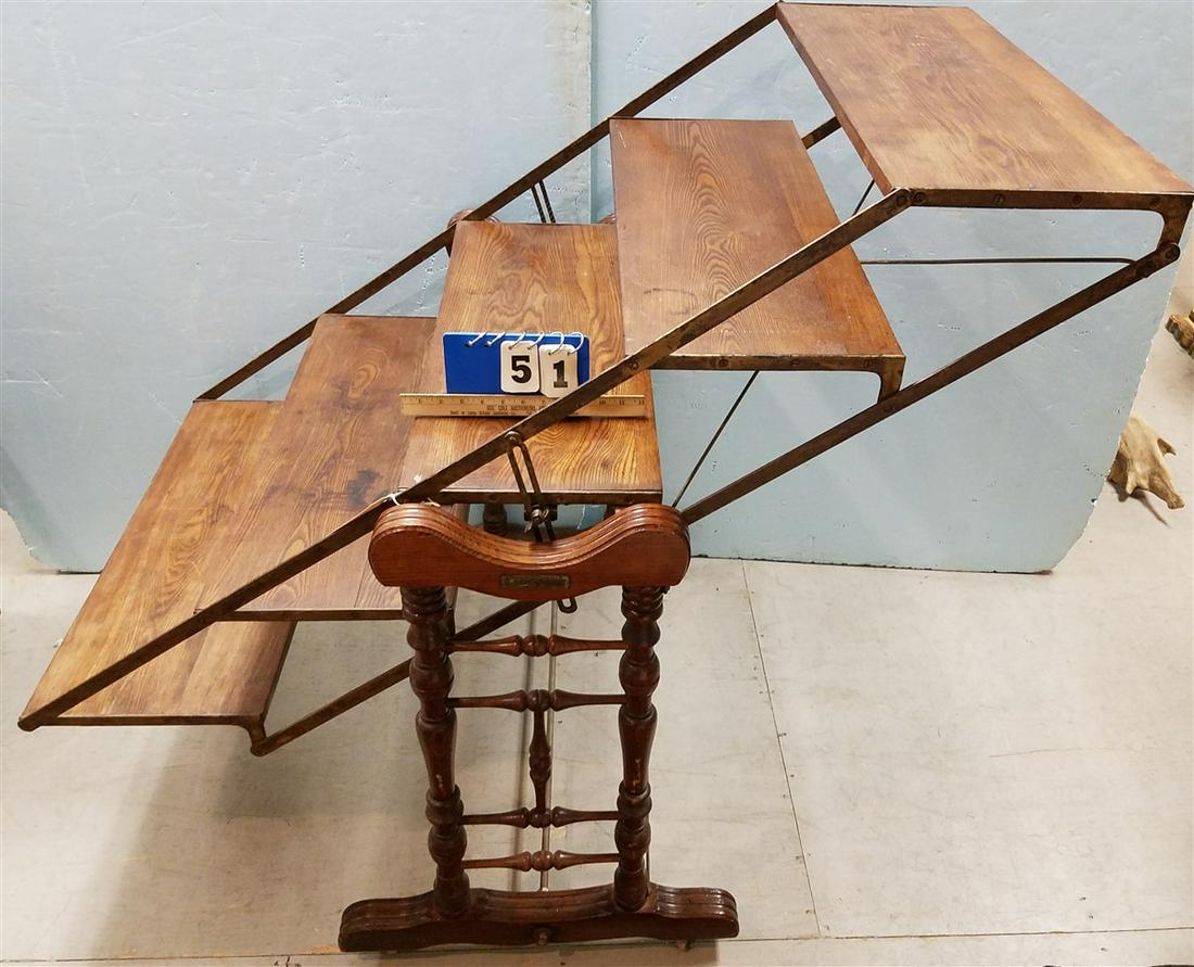1893 PATENT OAK YESBERA MFG. CO. MECHANICAL TABLE/SHELF (1 of 5)