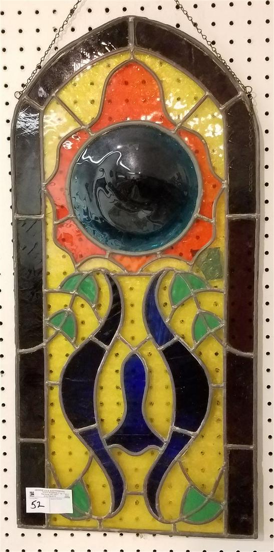 LEADED STAINED GLASS PANEL, 30" X 14.5" (1 of 1)