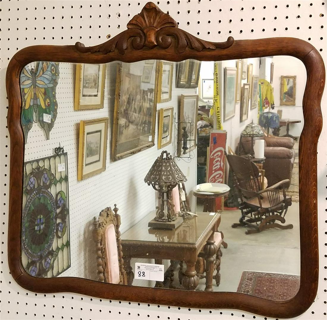OAK FRAMED MIRROR, 28" X 30.5" (1 of 2)