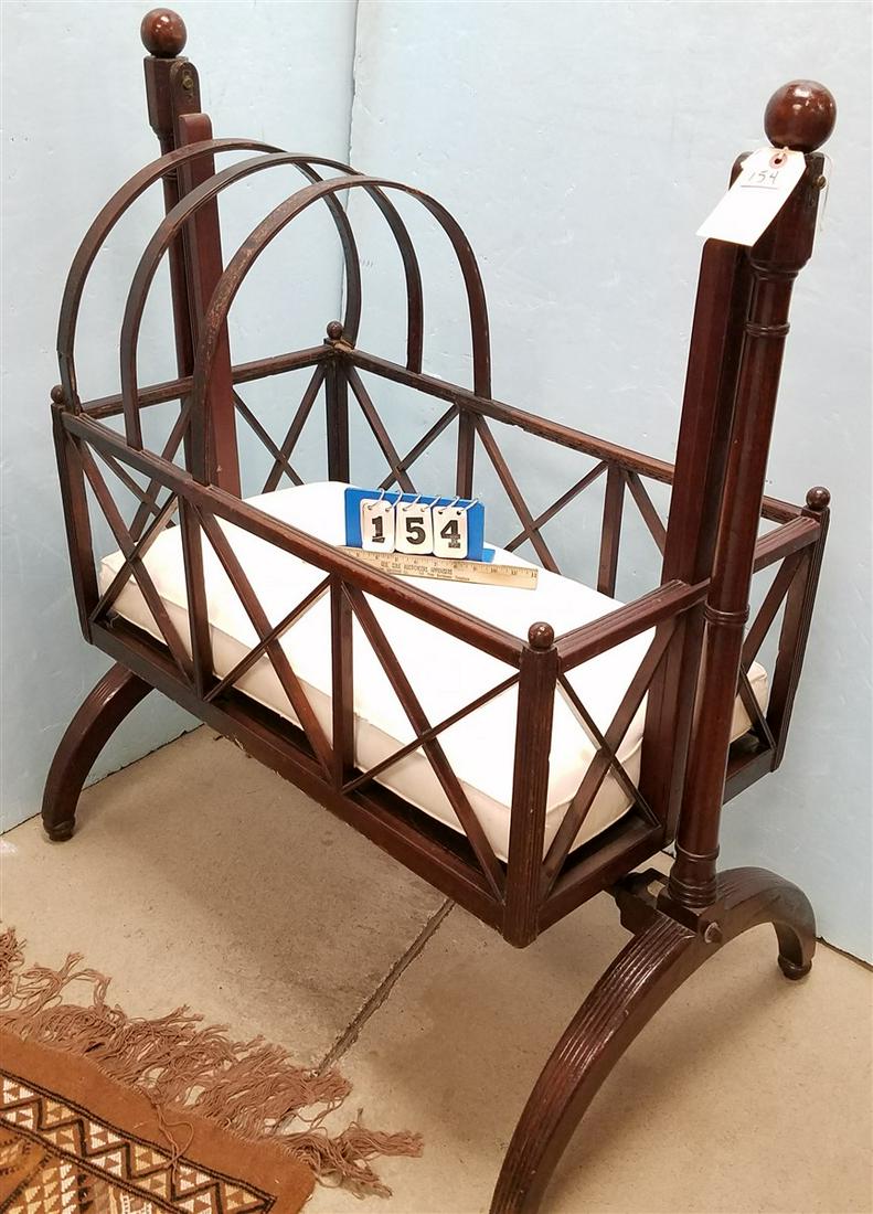 19th c. MAHOG. CRADLE ON STAND (1 of 2)