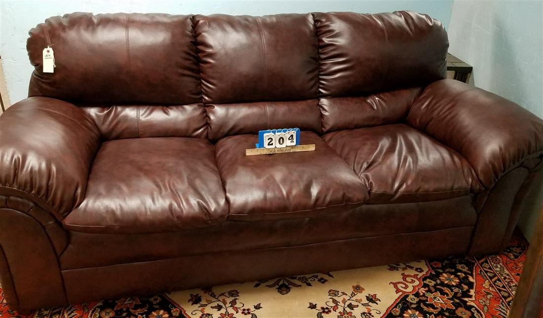 NEW FAUX LEATHER SOFA, 7'6" (1 of 2)