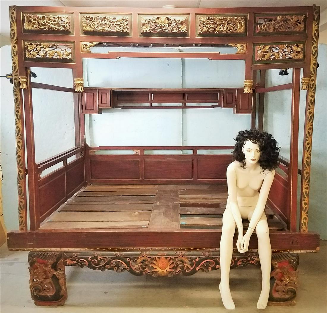 CHINESE OPIUM BED, 8'1"H X 101"W X 6'D (1 of 7)