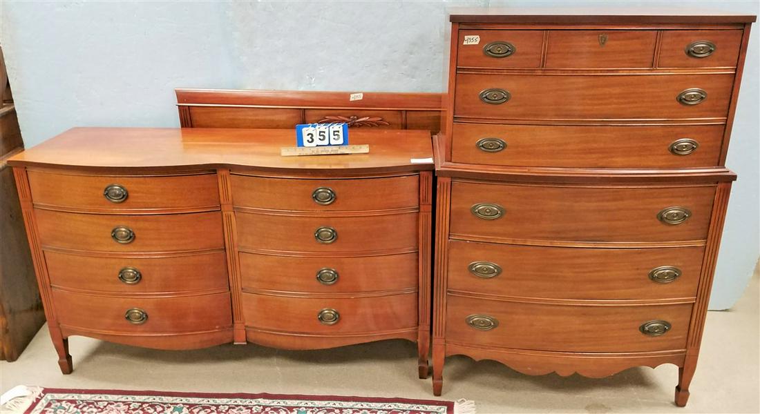 3PC. MAHOG. BED SET-8 DRAWER CHEST, 6 DRAWER TALL (1 of 1)