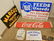 5 ENAMEL SIGNS-COCA COLA 10" X 47.5", BLUE SEAL FOODS