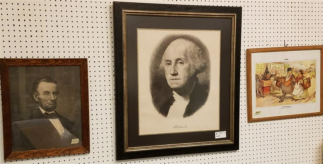 2 FRAMED PRINTS GEORGE WASHINGTON 22" X 19" AND JUDGE (1 of 5)