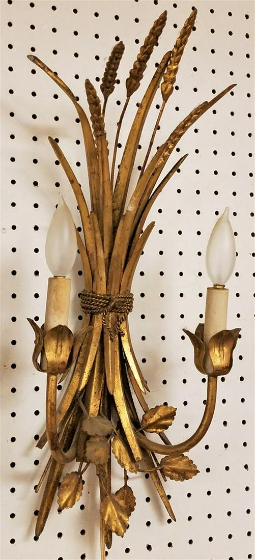 WROUGHT GILT WALL SCONCE 20": WROUGHT GILT WALL SCONCE 20"