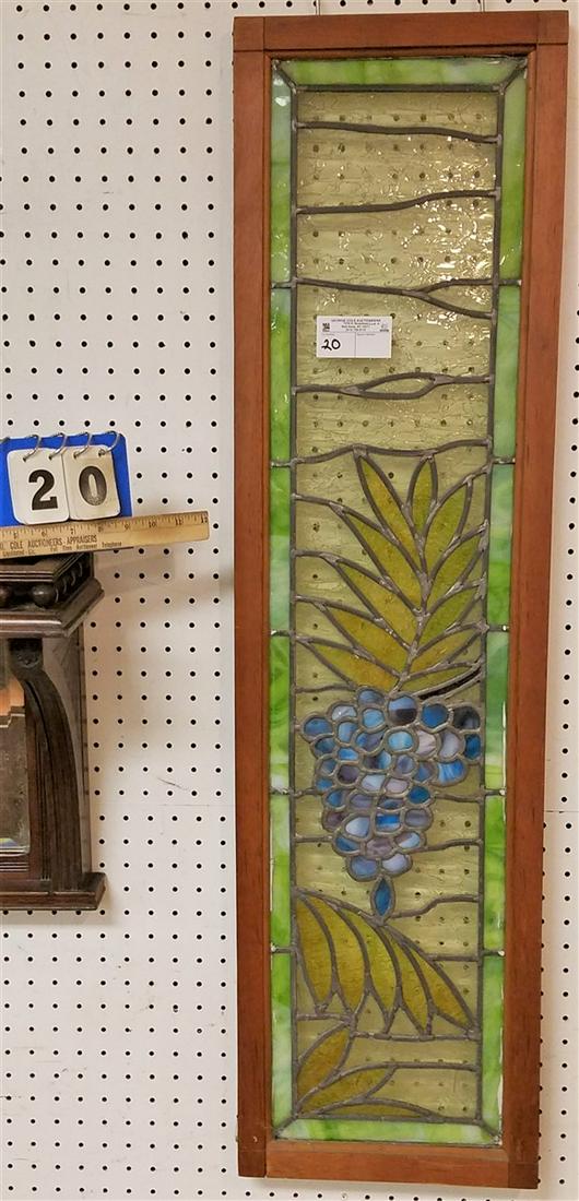 LEADED STAINED GLASS SASH 44 1/2" X 12": LEADED STAINED GLASS SASH 44 1/2" X 12"