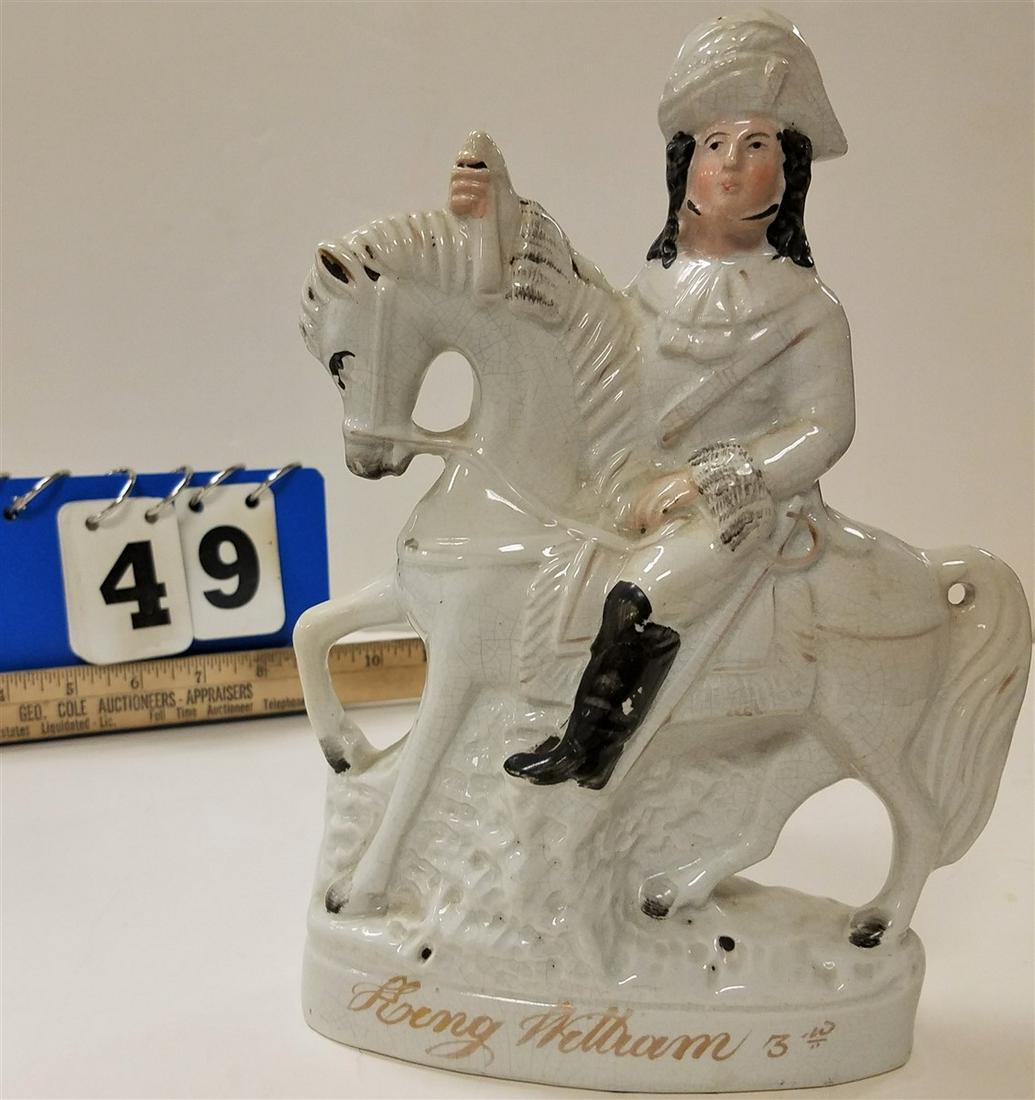 19TH C STAFFORDSHIRE KING WILLIAM 3RD 9 1/2"H X 6"W: 19TH C STAFFORDSHIRE KING WILLIAM 3RD 9 1/2"H X 6"W