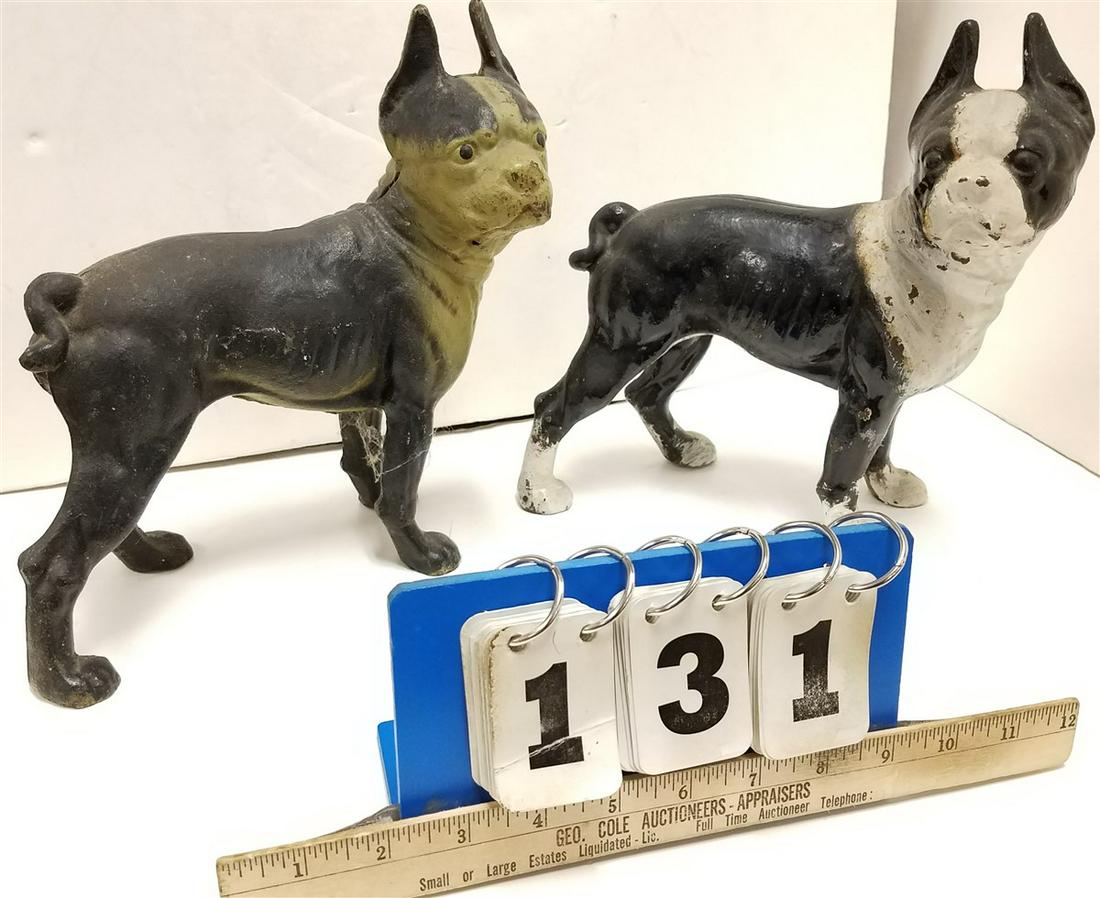 TRAY 2 CAST IRON BOSTON TERRIER DOOR STOPS, 1 VINTAGE: TRAY 2 CAST IRON BOSTON TERRIER DOOR STOPS, 1 VINTAGE