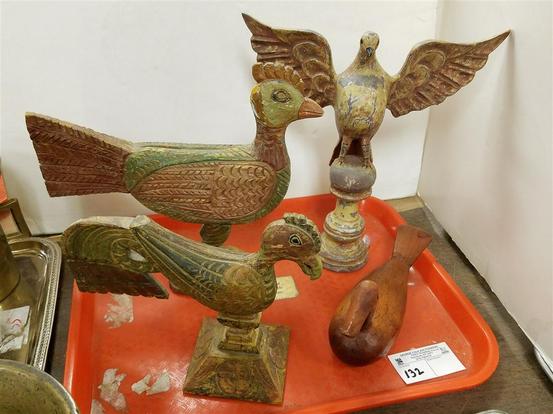 TRAY WOODEN FOLK ART BIRDS: TRAY WOODEN FOLK ART BIRDS