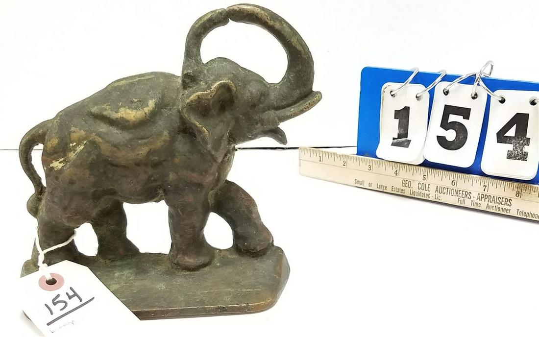 VINTAGE BRONZE ELEPHANT DOOR STOP, 7"H X 7"L: VINTAGE BRONZE ELEPHANT DOOR STOP, 7"H X 7"L