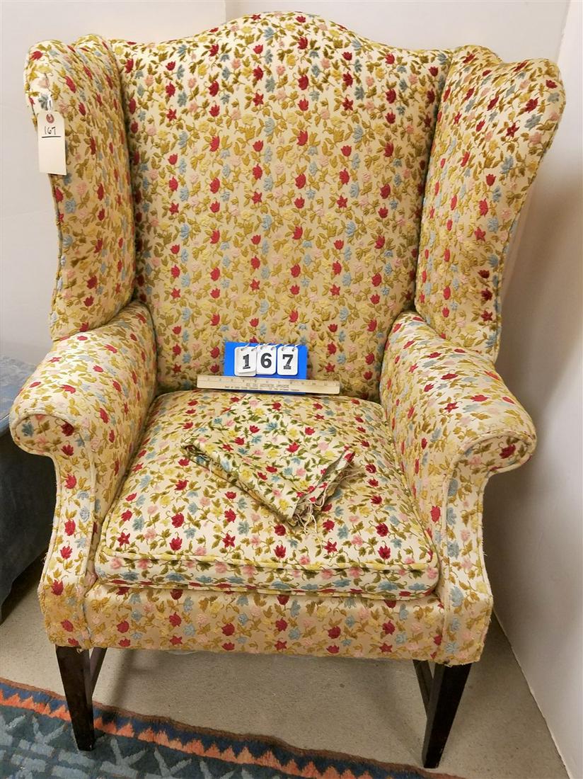 HEPPLEWHITE STYLE WING BACK CHAIR: HEPPLEWHITE STYLE WING BACK CHAIR