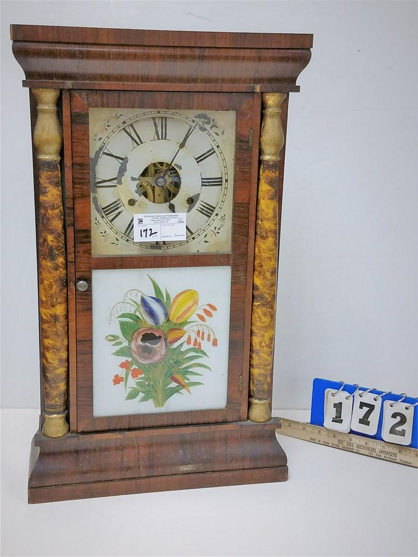 19th c. SETH THOMAS ROSEWOOD COLUMN CLOCK, 25"H X 15"W: 19th c. SETH THOMAS ROSEWOOD COLUMN CLOCK, 25"H X 15"W X 4.5"D