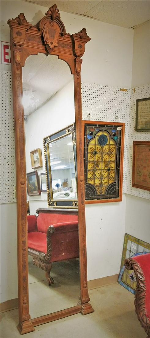 VICT. RENAISSANCE REVIVAL WALNUT PIER MIRROR, 9'5"H X: VICT. RENAISSANCE REVIVAL WALNUT PIER MIRROR, 9'5"H X 29.5"W