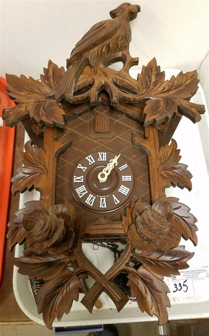 TRAY W. GERMAN COOKOO CLOCK, 18.5": TRAY W. GERMAN COOKOO CLOCK, 18.5"