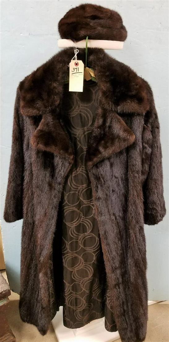 FULL LENGTH MINK COAT W/ HAT: FULL LENGTH MINK COAT W/ HAT