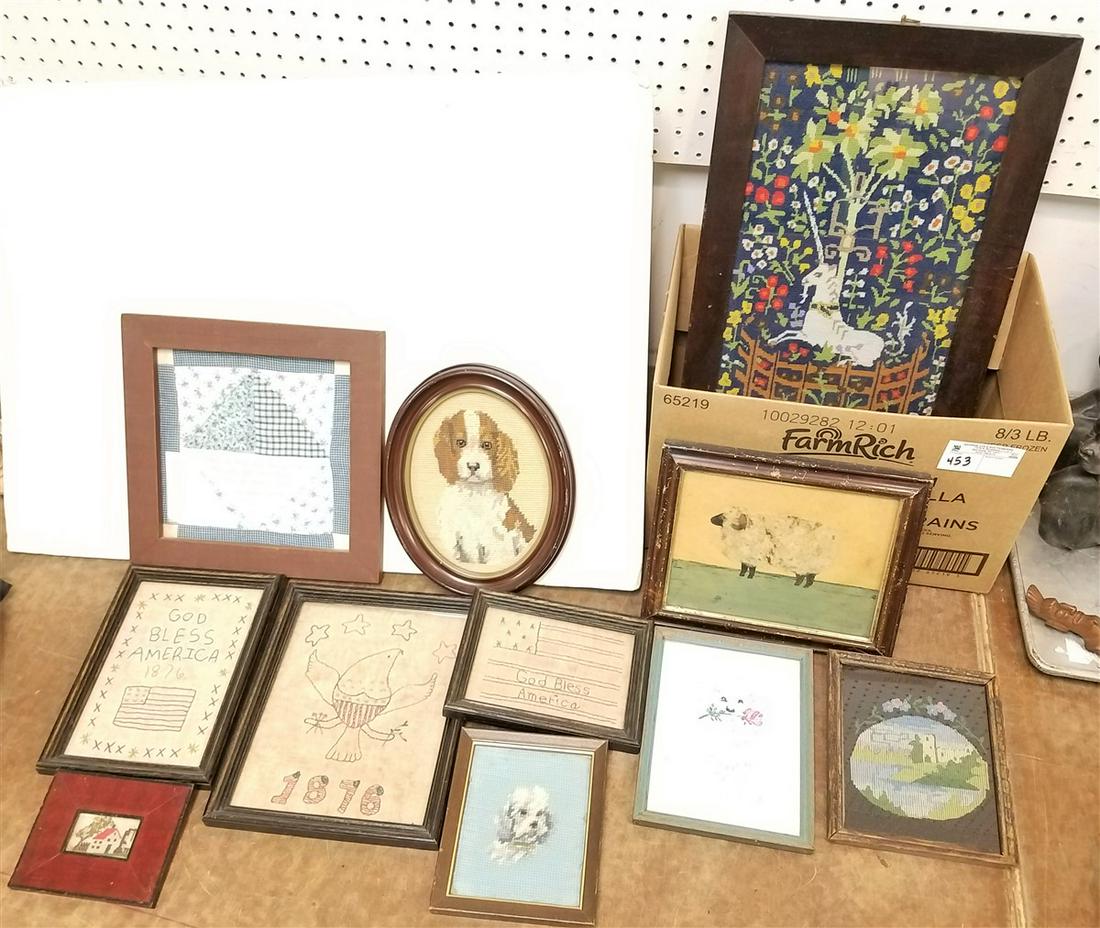 BX 11 FRAMED NEEDLEWORK ITEMS-INCL. 1876 SAMPLERS: BX 11 FRAMED NEEDLEWORK ITEMS-INCL. 1876 SAMPLERS
