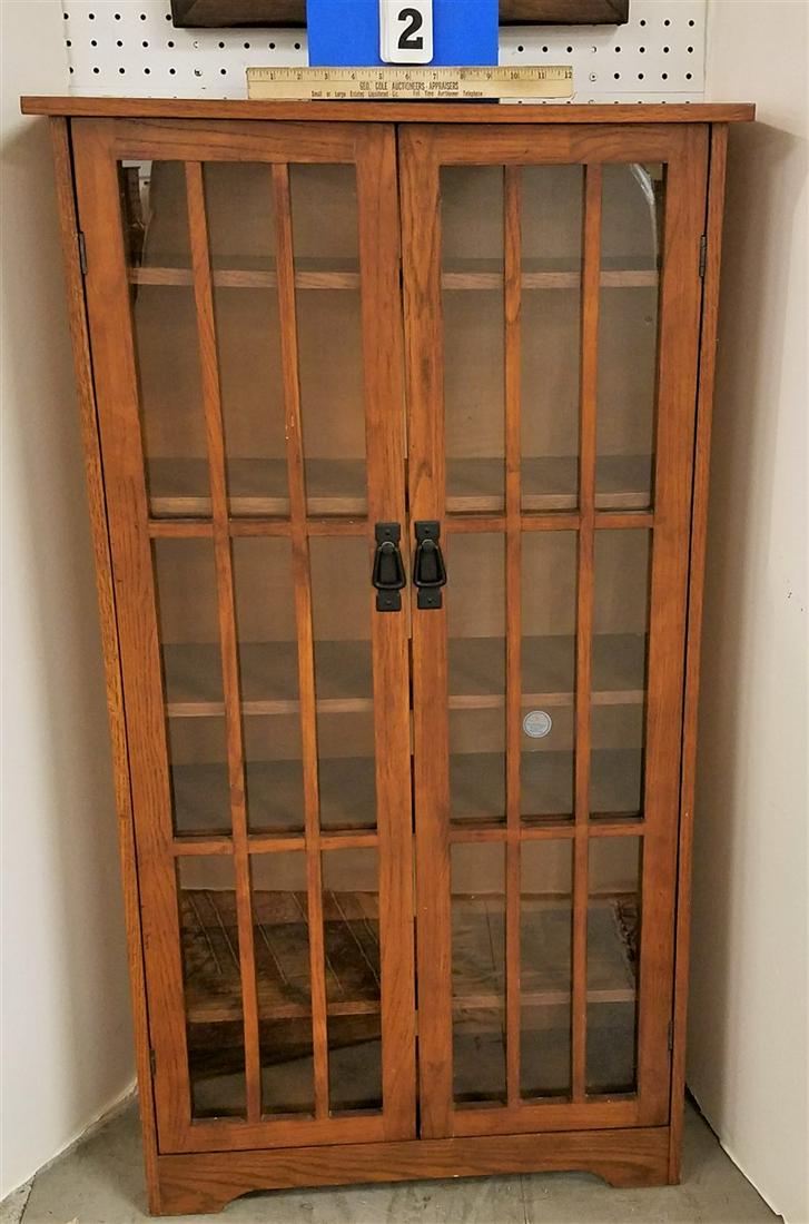 MISSION STYLE OAK 2 DOOR CABINET, 4'H X 26"W X 9"D (1 of 2)
