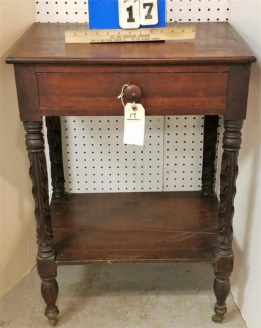 EMPIRE MAHOG. 1 DRAWER WASH STAND, 30"H X 21"W X 15.5"D: EMPIRE MAHOG. 1 DRAWER WASH STAND, 30"H X 21"W X 15.5"D