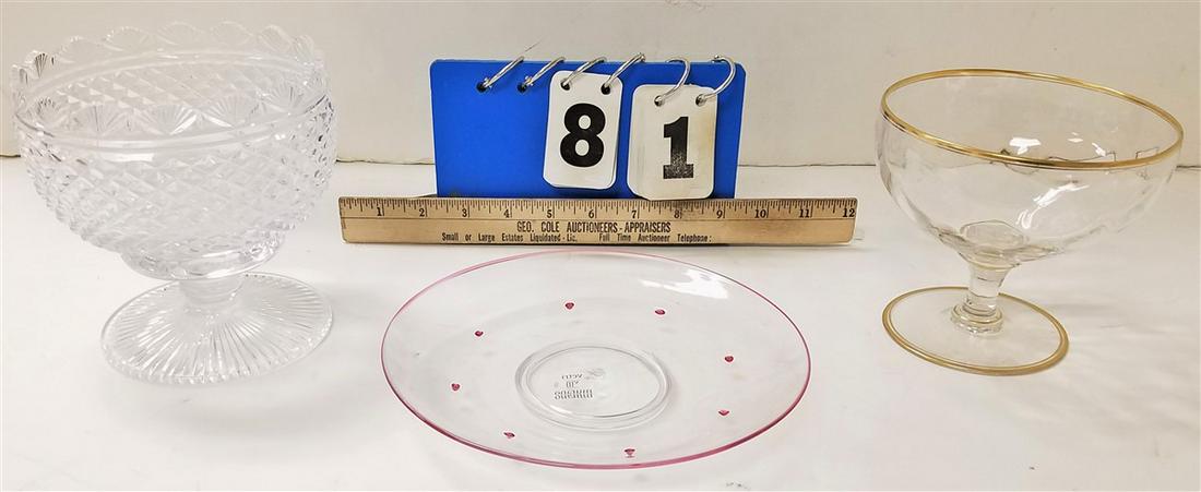 TRAY WEBB CRYSTAL FOOTED BOWL + CUT GLASS FOOTED BOWL + (1 of 2)