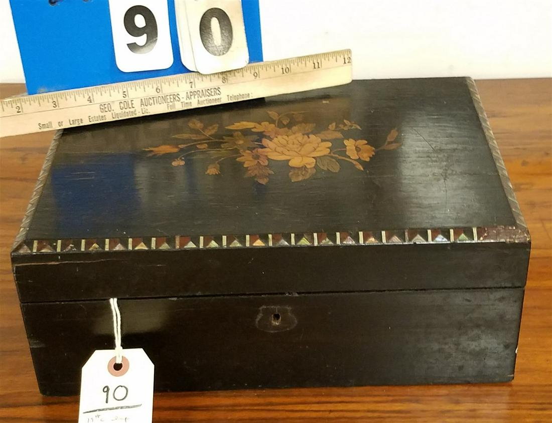 19th c. LAP DESK W/ INLAY, 5.25"H X 13"W X 9.25"D (1 of 4)