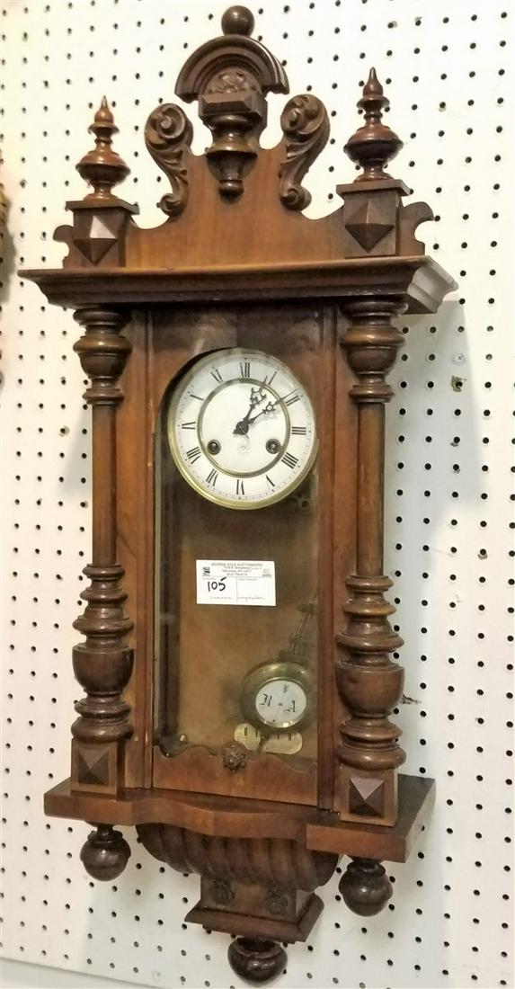 WALNUT VIENNA REGULATOR, 34"H X 14"W (1 of 1)