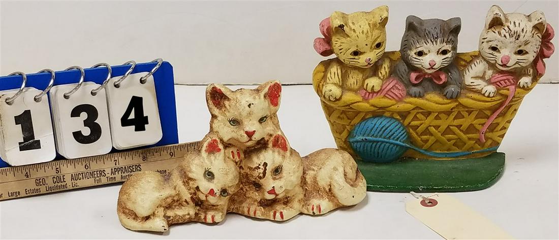 2 CONTEMP. CAST IRON CAT DOORSTOPS (1 of 1)