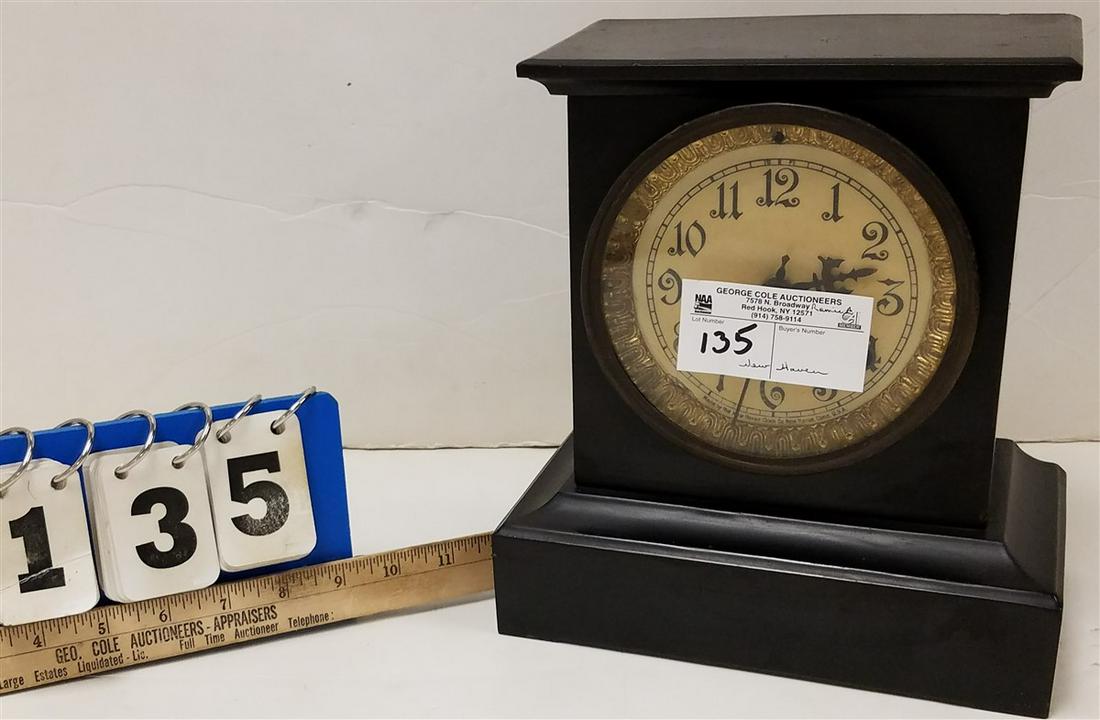 CAST IRON NEW HAVEN MANTEL CLOCK. 9.75"H X 9"W X 7.5"W (1 of 5)