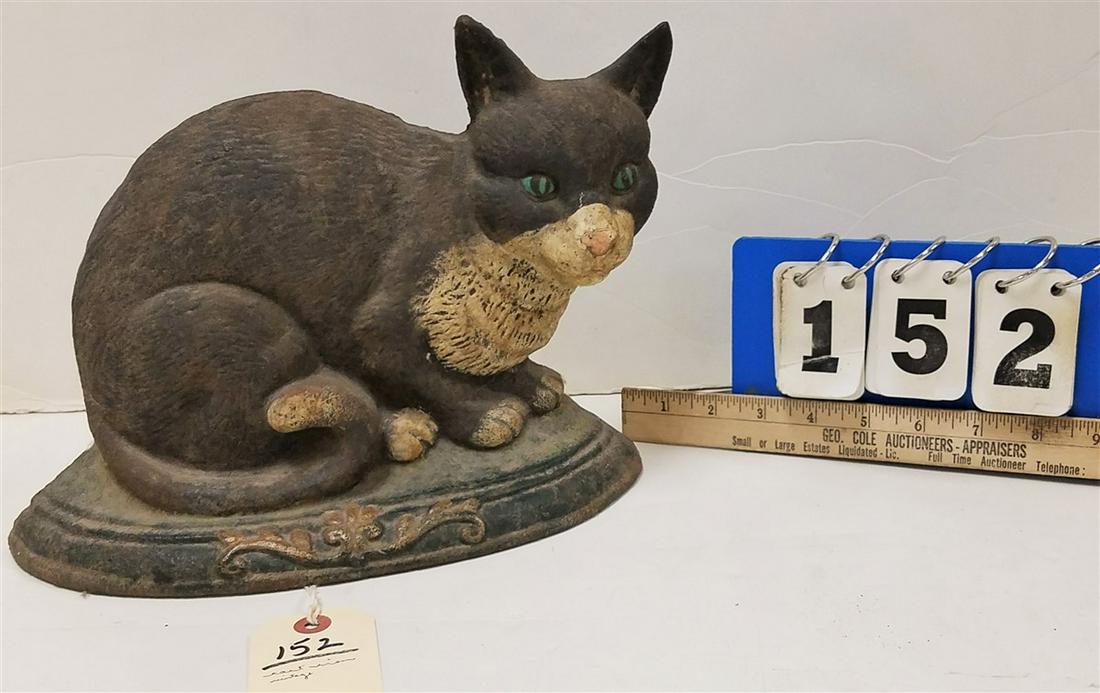 VINTAGE CAST IRON CAT DOORSTOP, 9"H X 11.5"L: VINTAGE CAST IRON CAT DOORSTOP, 9"H X 11.5"L